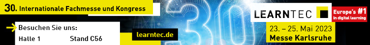 Werbebanner der Learntec 2023 mit Informationen darüber, wo man den Stand der STL GmbH findet: in Halle 1, Stand C56