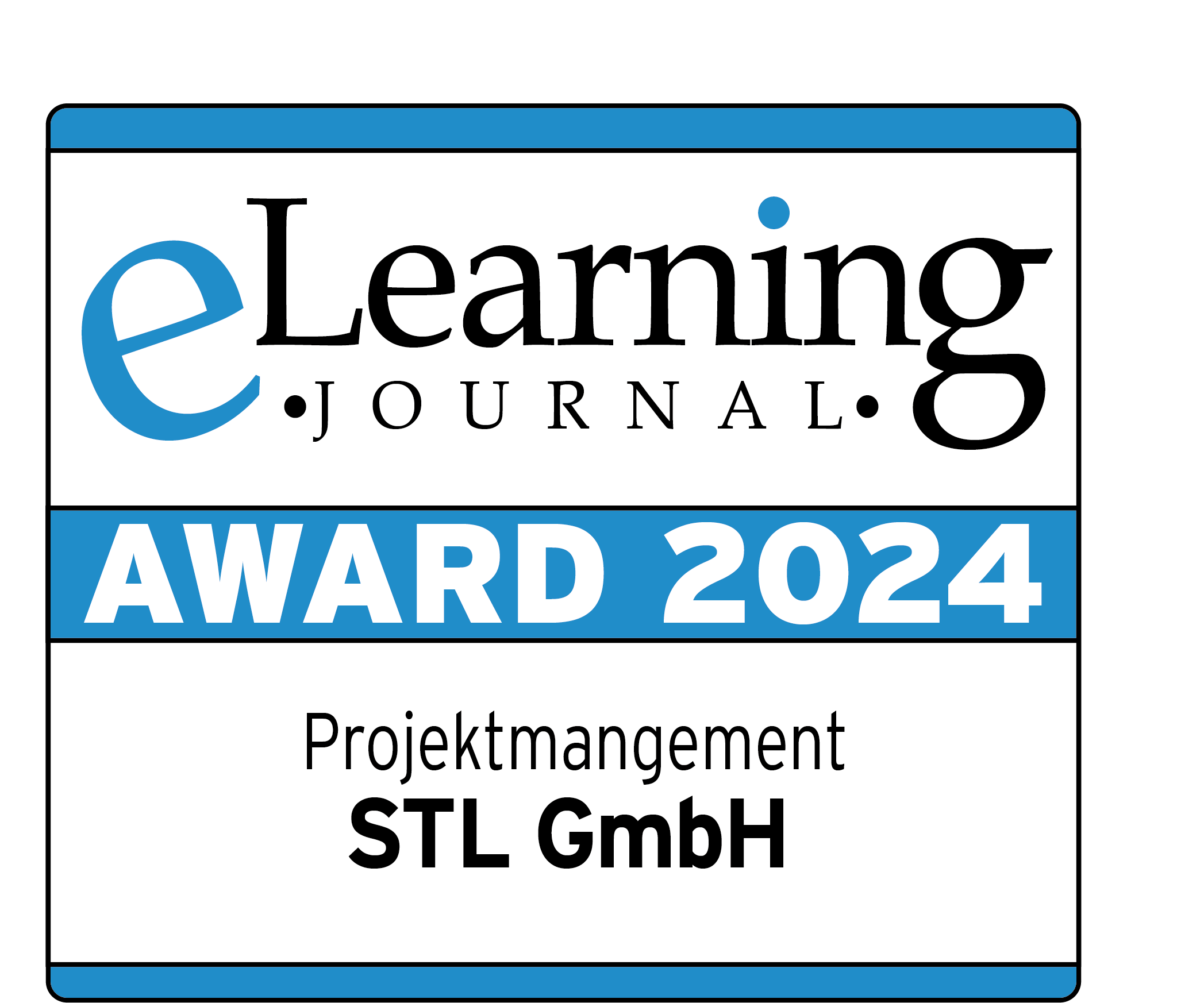 Badge eLearning Award 2024 in der Kategorie "Projektmanagement" für die STL GmbH